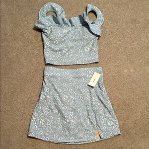 Geode NWT Floral Blue Seaside Two-Piece Swim Set